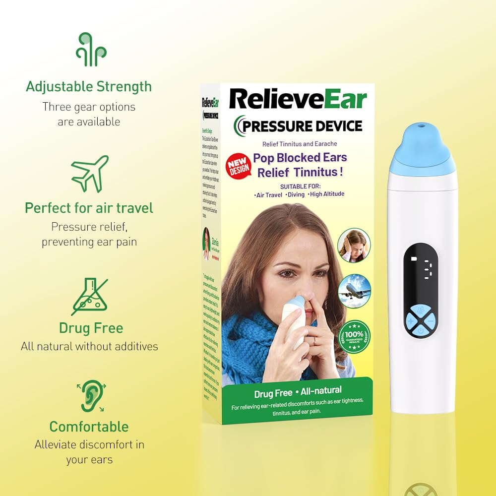 Eustachian Ear Pressure Balancer, Tinnitus Relief for Ringing Ears | Air, Dive and Altitude Use | Safe Ear Relief | White — Amazon image 4