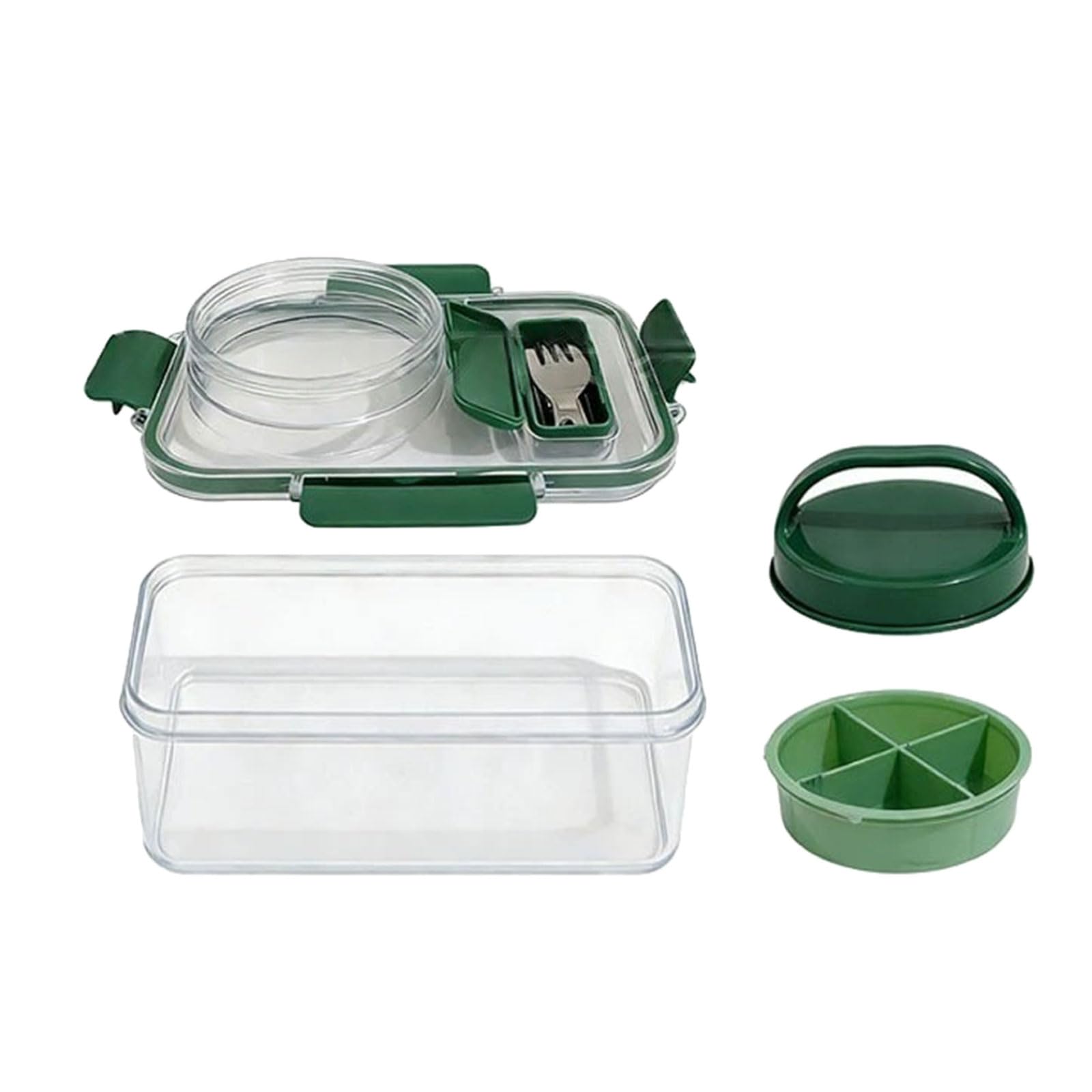 HENYGEN Square Salad Jar Lunch Holder Leakproof Kitchen Storage Container for Meal Preparation and Snacks Dishwasher Safe Container