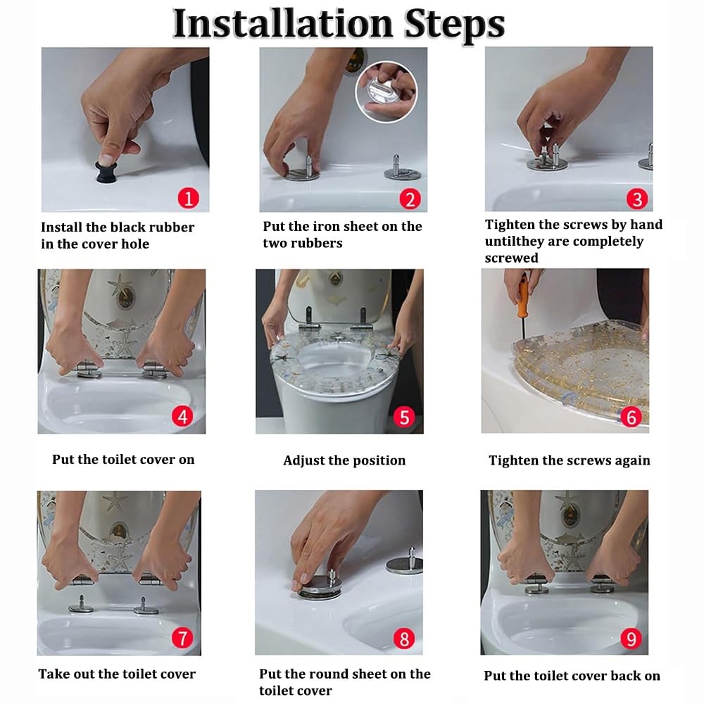 Copriwater a sgancio rapido con chiusura lenta, in resina 3D, decorativo, per WC a forma di V