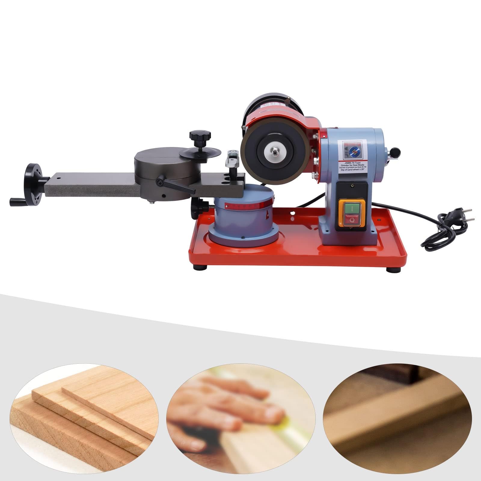 Afilador de hojas de sierra circular, lijadora eléctrica de hoja de sierra circular para carburo de tungsteno, HSS, plástico, mesa de madera ± 20°, 250 W