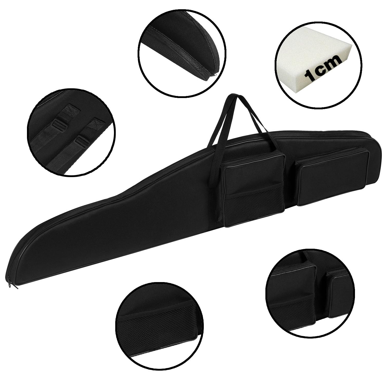 Ferocity Premium Custodia per Fucile da Caccia Fucile Borsa Esercito Borsa per Carabina, 130 cm Nero