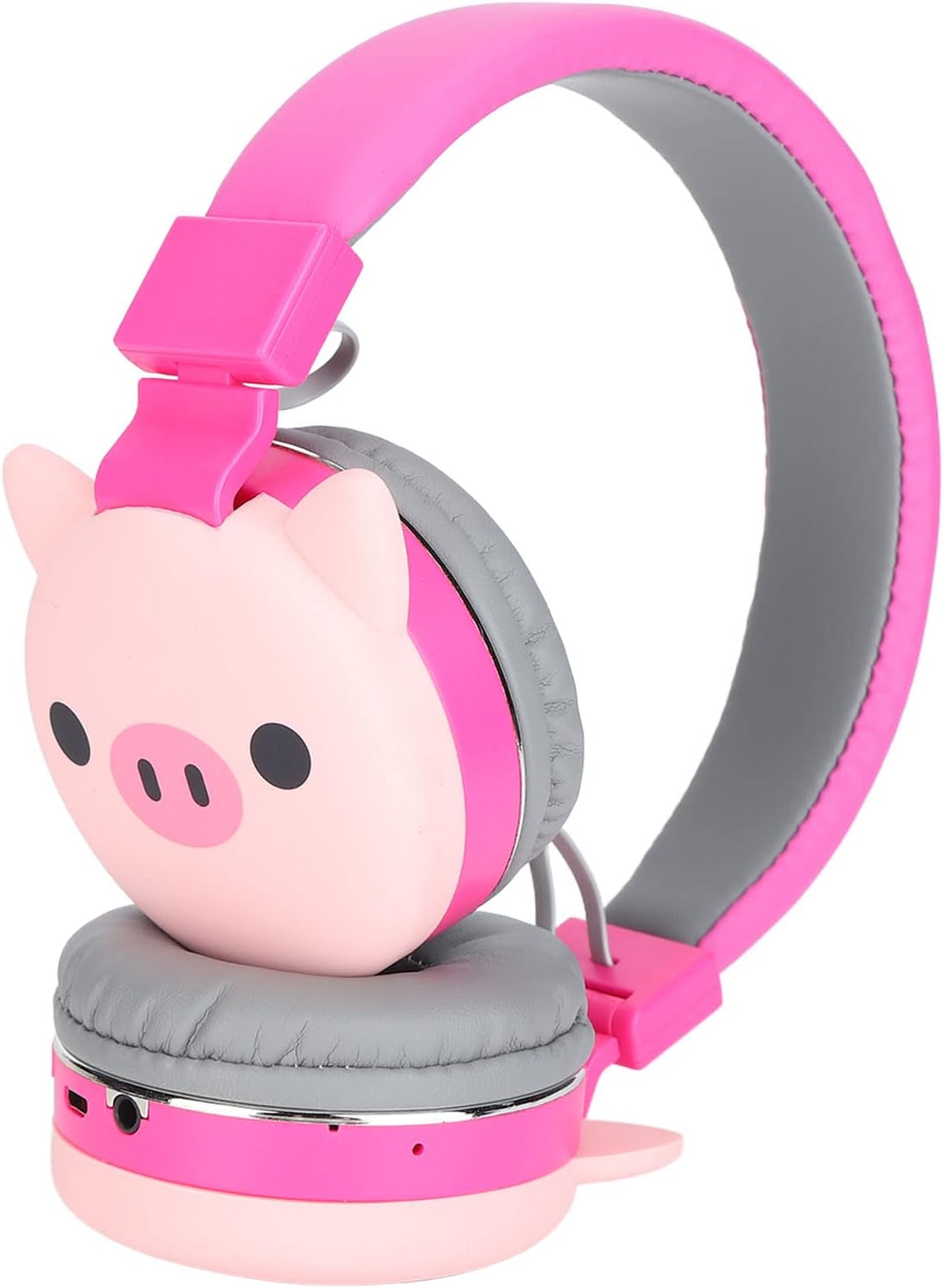 ciciglow, Cartoon Over Ear Stereo Wireless Headset with Mic, 3.5MM Wired Mode Foldable Children's Headphones for Mobile Phone Tablet PC Laptop (Little red Pig)