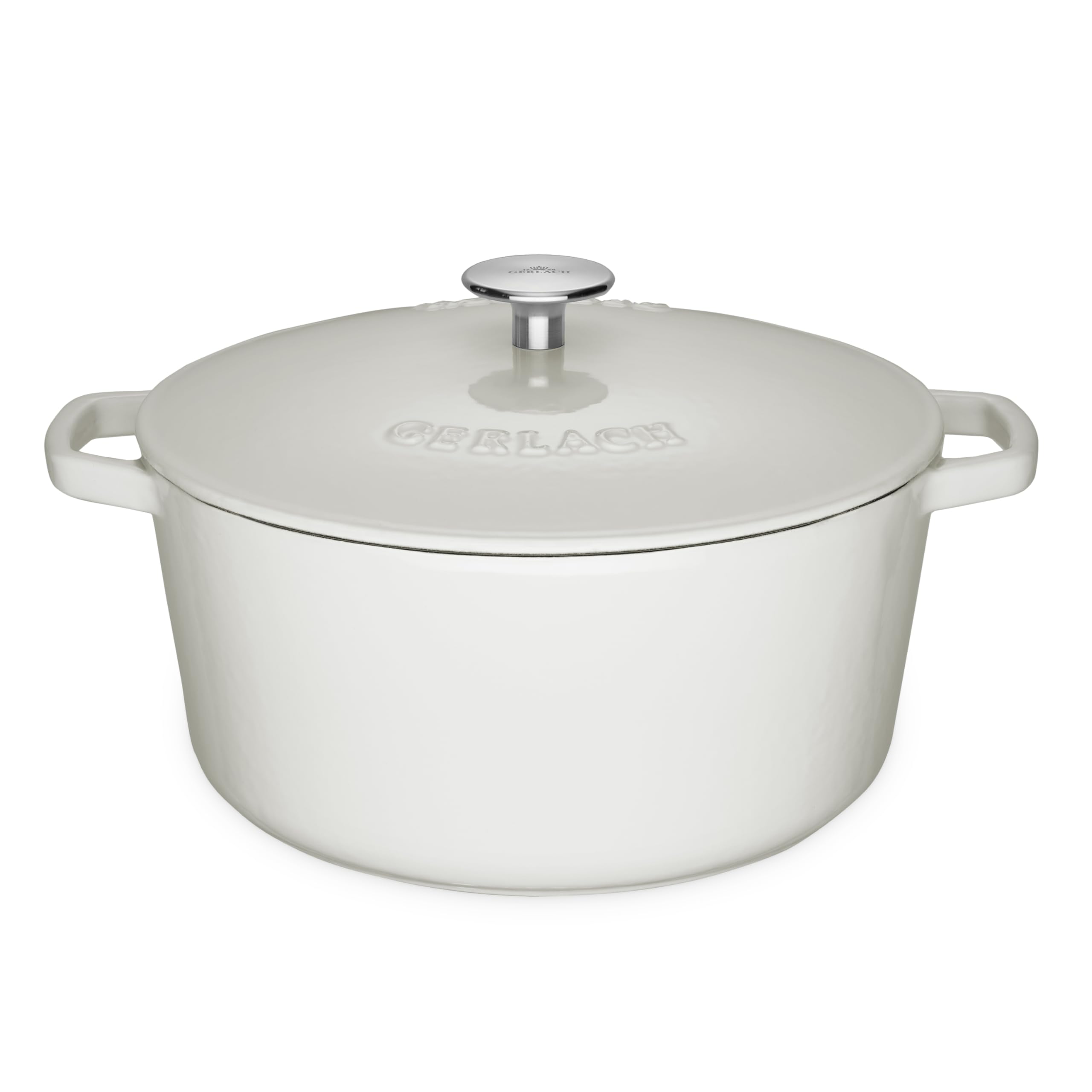 Gerlach Nature Iron Garnek Żeliwny 5 L z Pokrywką 26 cm na Indukcję Gas Garnek Emaliowany Garnek do Pieczenia Chleba Biały