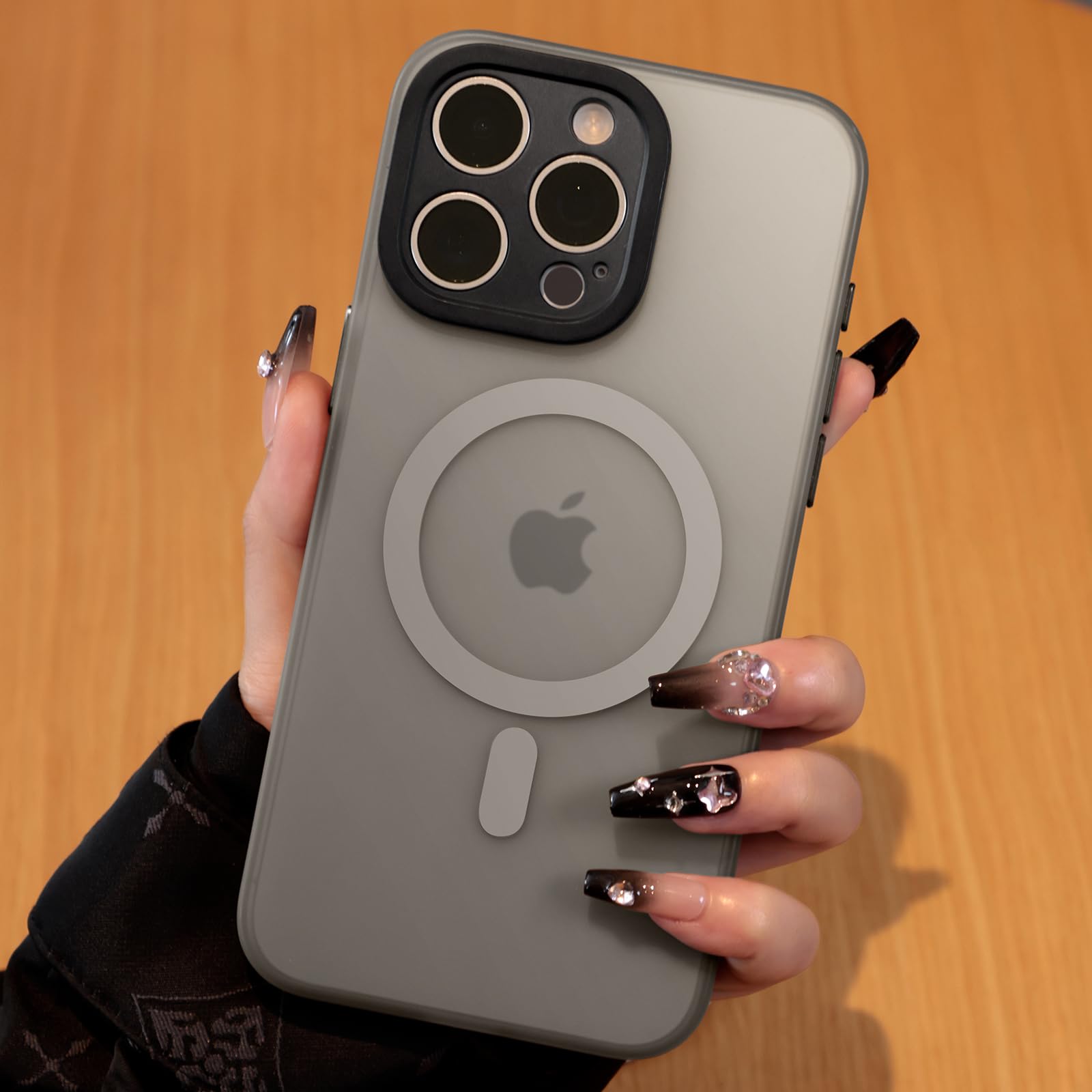 JUESHITUO Magnetic for iPhone 15 Pro Max Case with Full Camera Protection [No.1 Strong N56 Magnets] [Military Grade Drop Protection] One-Piece Matte Back Slim Thin Phone Case 6.7'', TItantium