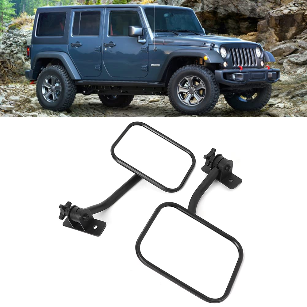 Specchio Retrovisore Quadrato per Auto, Ricambio Laterale, Colonna a Pilastro, Accessorio per Auto Adatto per YJ TJ JK 07-17