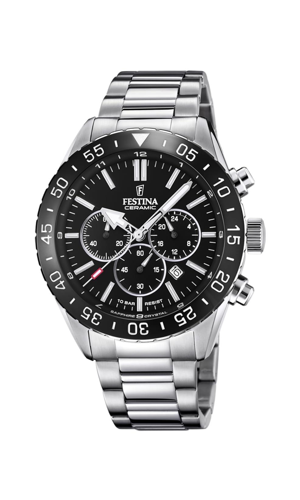 Festina Reloj Hombre F20575/3 Ceramic Caja de Acero Inoxidable 316l Plateado Correa de Acero Inoxidable 316l Plateado