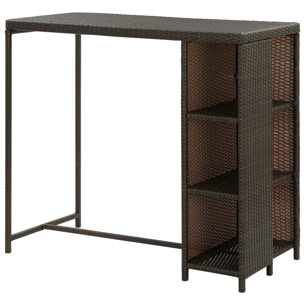 vidaXL Table de Bar avec Rangement Marron 120x60x110 cm Résine tressée
