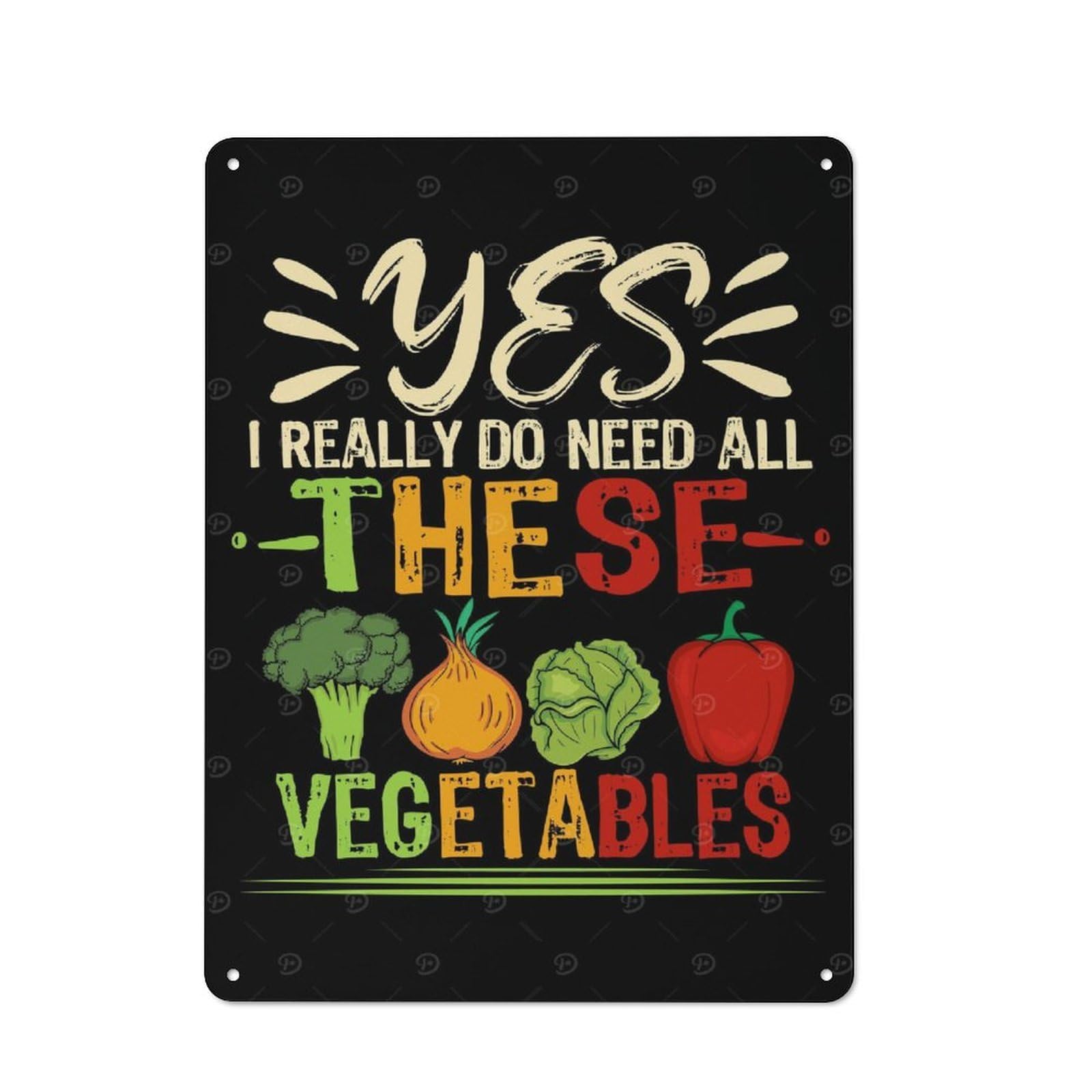 Junmoney Style-11 Tin Sign 40X30cm With Vegetable Lover Gift Vegan For Bar Or Restaurant, Retro Decor, For Garage, Workshop And Man Cave Decoration