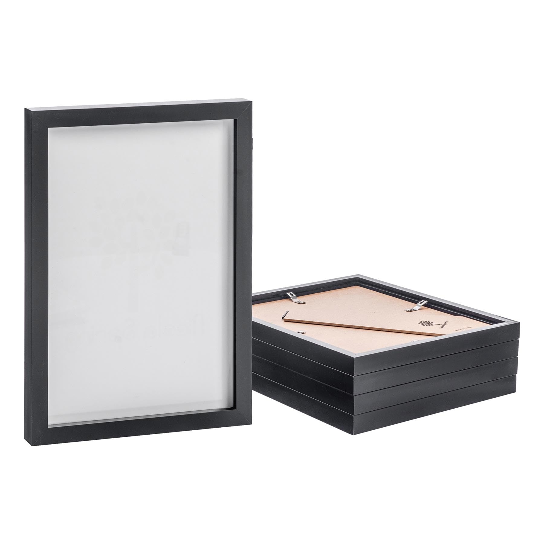 Nicola Spring A4 Photo Frame - Fits Photo Size 8 x 12 (20 x 30cm) - Pack of 5 - Black Wall Mounted Portrait Picture Photo Frame with Stand Freestanding Photo Certificate Display Poster