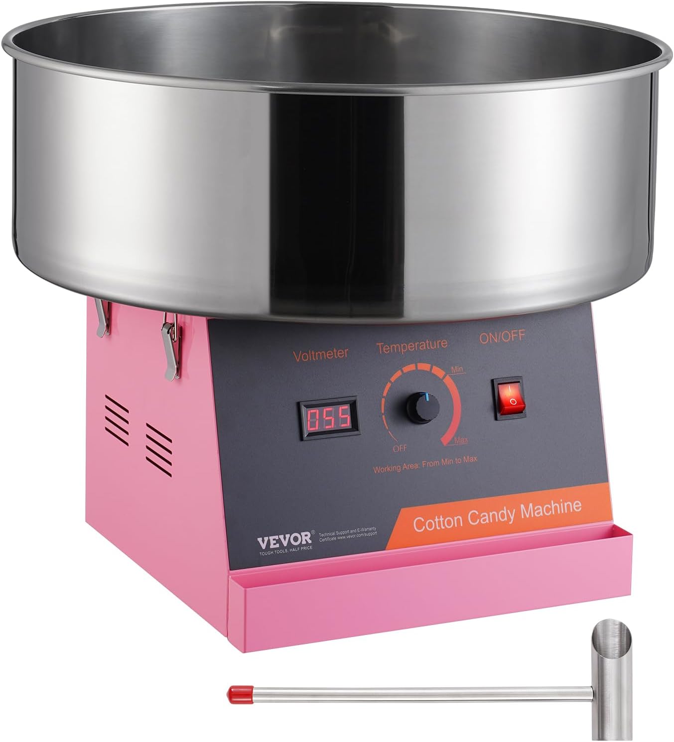 1000W Electric Cotton Candy Floss Machine, Commercial Cotton Candy Floss Machine with Stainless Steel Bowl and Sugar Spoon, Perfect for Home, Children's Birthday, Family Party (Pink)