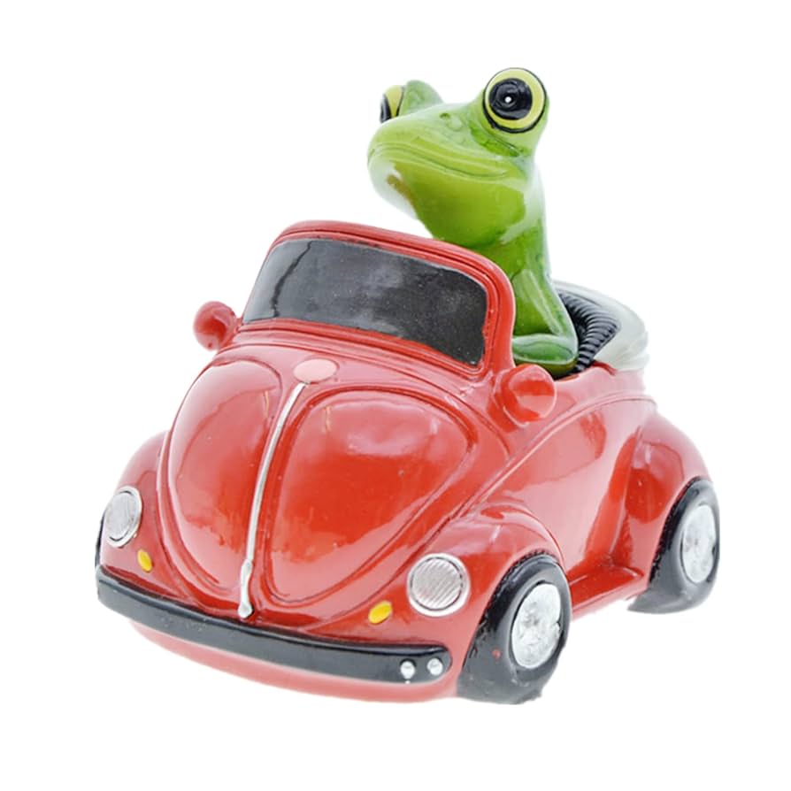 Amazon.co.jp: DEARBIRDER カエルのフィギュリン赤い車を運転
