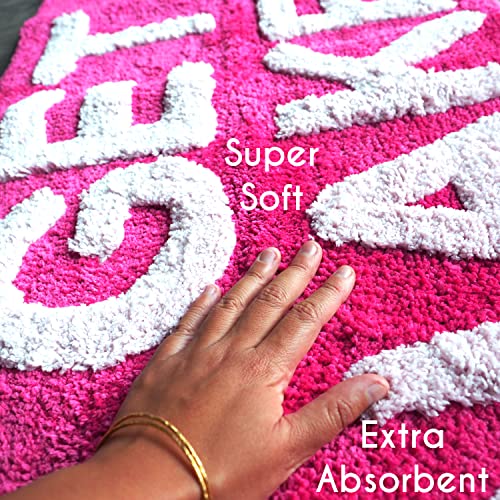 Get Naked Badematte, Hot Pink, lustig und niedlich, magentafarben, pfirsichfarben, dunkelrosa, Badezimmerteppich, Dusche… – Ansicht 2