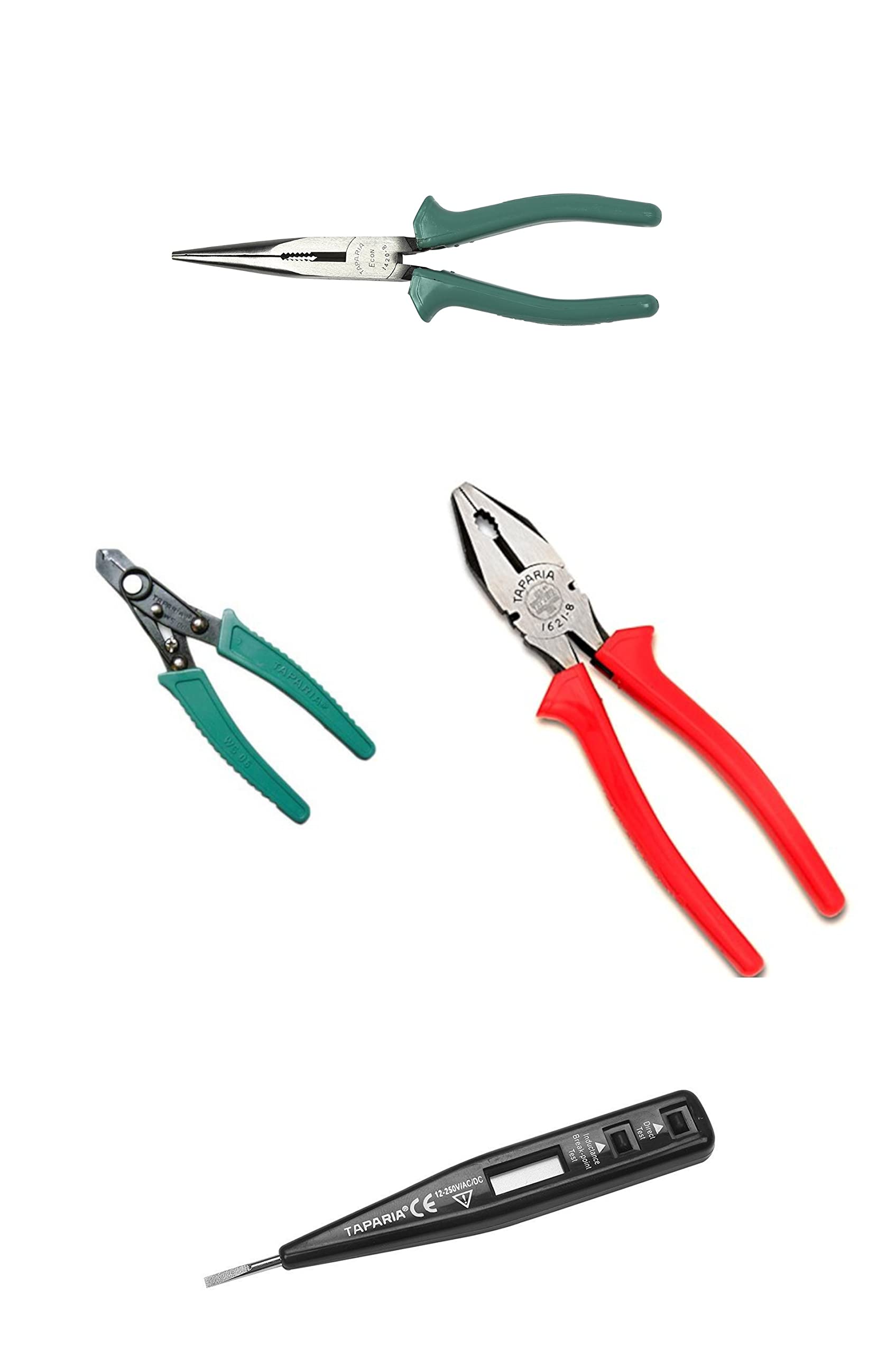 Taparia Set of 4 Hand Tool Combo (Plier 210mm/Long Nose Plier/Wire Stripper/Digital Tester(MDT-81)) (B098ZPK1Q1) Amazon Price History, Amazon Price Tracker