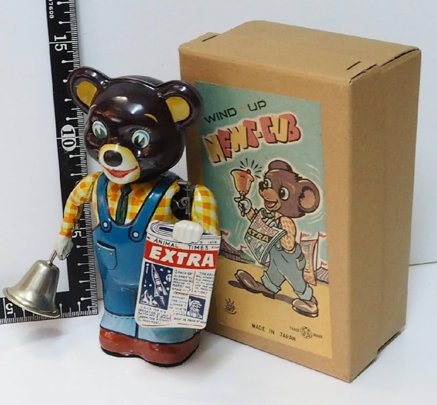 ニュース人形ブリキのゼンマイ人形 ベル付き 未使用品 Amazon | T.K TOYS【WIND UP NEWS-CUBニュース カブ子熊クマ