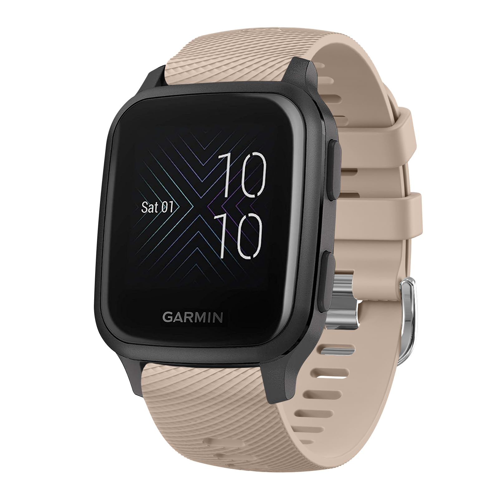 Strap for Garmin Venu Sq 2/Venu 2 Plus/Venu/Vivoactive 3/3 Music Strap, 20mmAdjustable Soft Silicone Band for Forerunner 55/645/245 (Milk Tea)