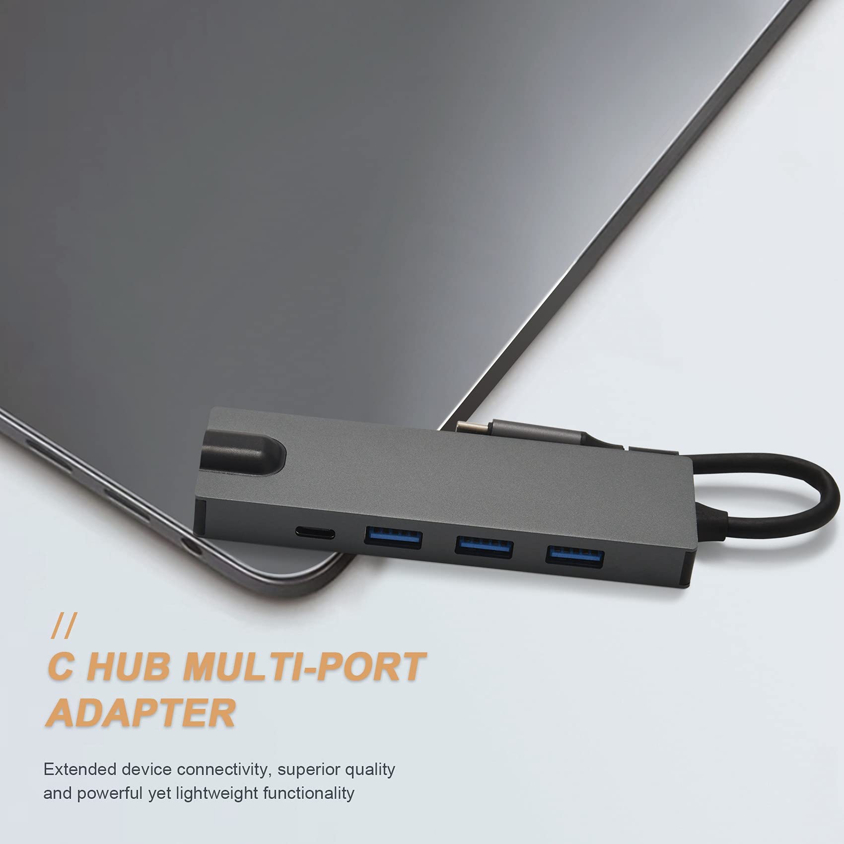 USB C Hub Adattatore multiporta con 3 USB2.0 PD3.0 Ricarica rapida SD/TF -Compatibile RJ45 1000M Docking Station