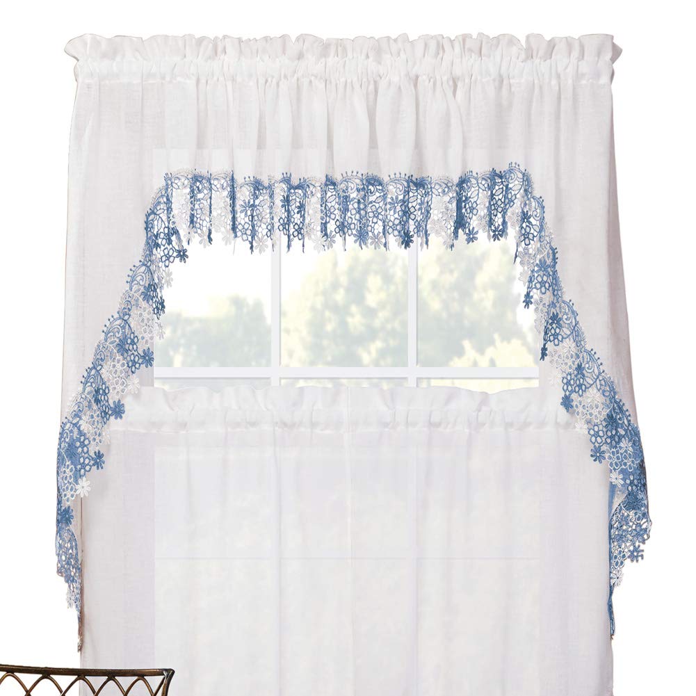 Collections EtcFox Valley Traders Lillian Macrame Swag Pair, Blue, One Size Fits All