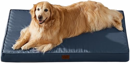 BFPETHOME Cama para perros grandes, impermeable, ortopédica con funda extraíble lavable, alfombrilla de espuma para jaula de huevos (36 x 27