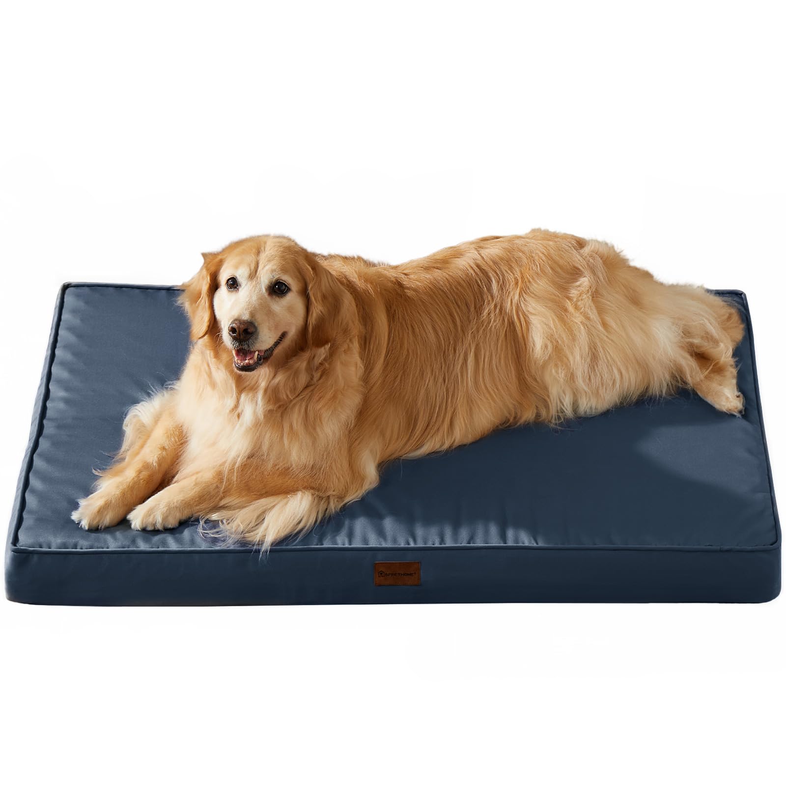 BFPETHOME Outdoor Dog Bed for Large Dogs, Waterproof, Orthopedic with Removable Washable Cover, Egg Crate Foam Mat. (36 x 27 in, Navy)