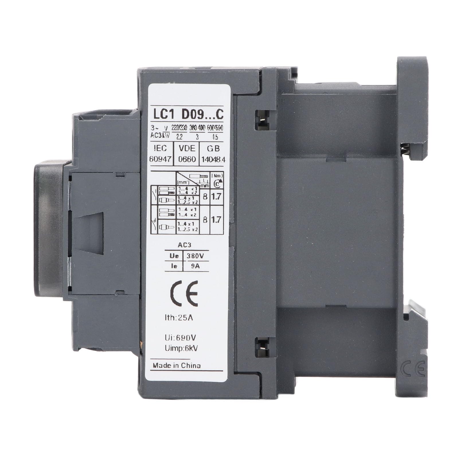 Contacteur AC LC1D09 1NO 1NC 9A 380V Bobine Haute Tension Argent Contrôleur de Moteur Contacteur de Climatiseur Contacteur de Compresseur à Condensateur (Tension de