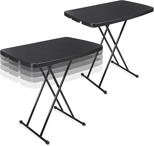 Miniatura 1 de Wenqik 2 mesas plegables de TV plegables, mesa plegable personal ajustable con 6 alturas, mesa auxiliar plegable extragrande de 20 x 30 pulgadas,