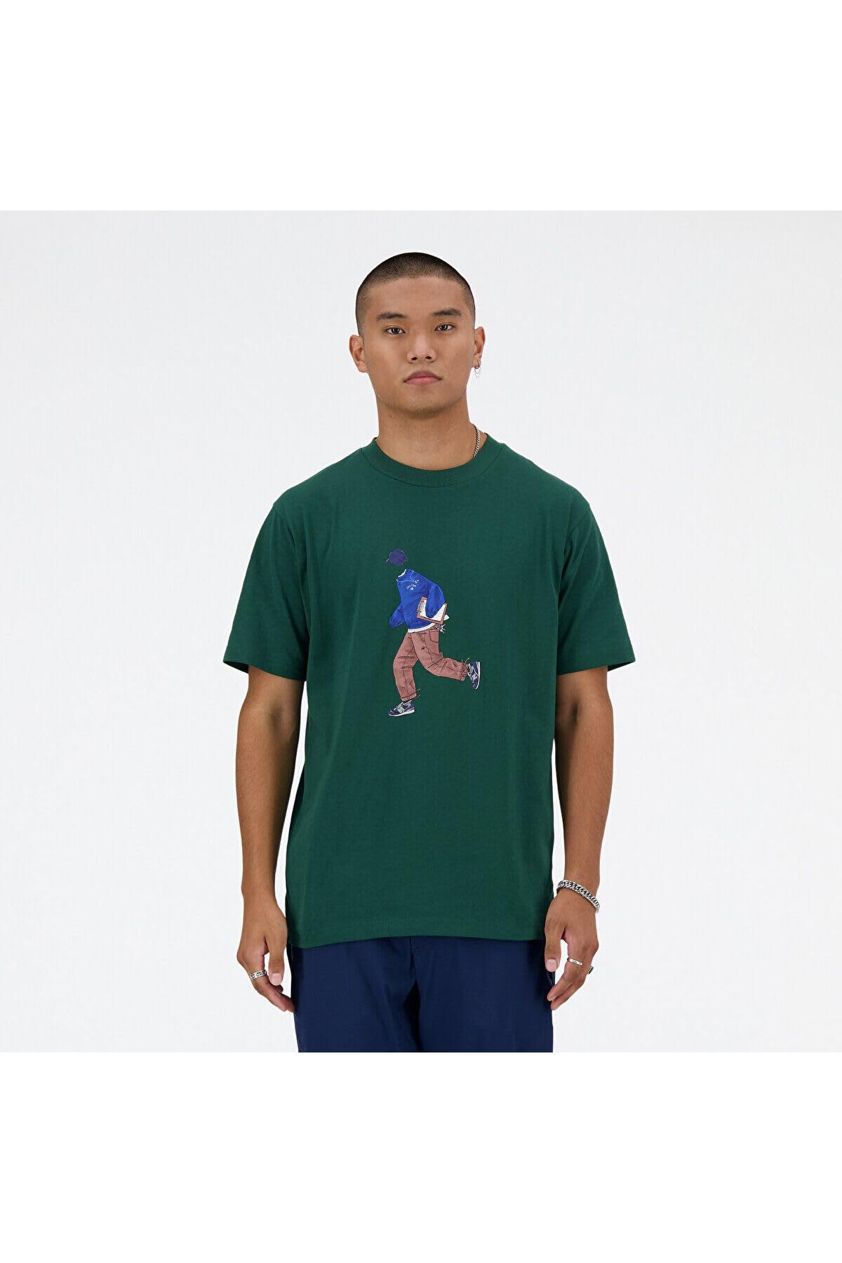 New Balance t-shirt bawełniany męski kolor zielony z nadrukiem MT41579NWG