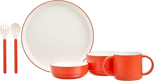 オレンジ色 子供用食器セット キッズ ベビー 出産祝い 誕生日 プレゼント 風水 ラッキーカラー 家庭運 ギフトボックス - 画像 (2)