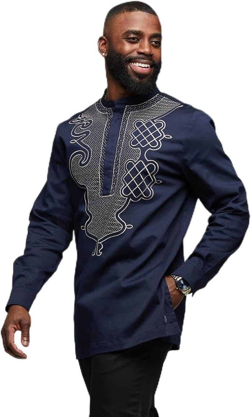 | Dubaku African Dashiki for Men – Traditional African Attire – Embroidered Shirt in Regular & Plus Sizes