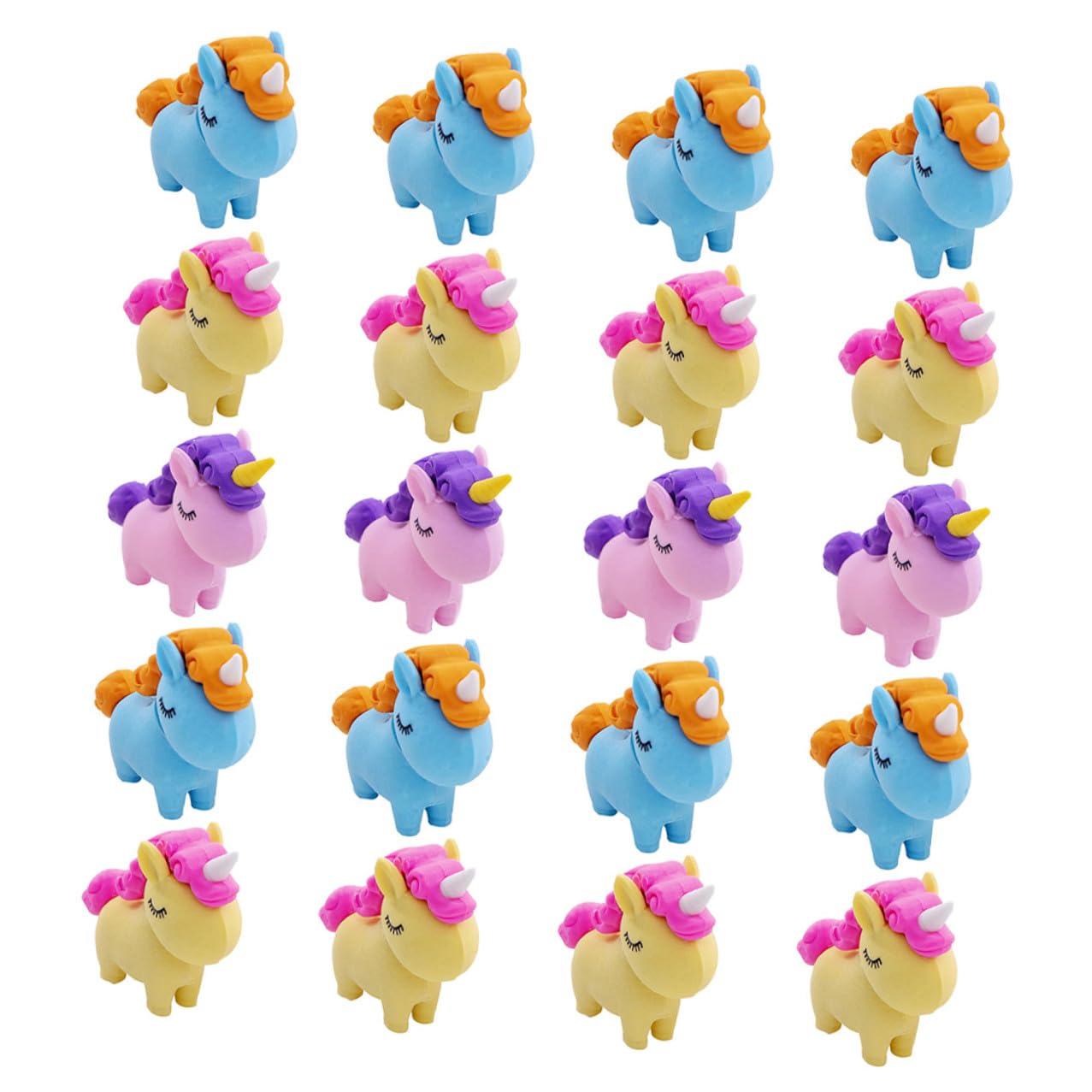 GARVALON Lot de 20 Gommes Licorne Adorables pour Garçon et Filles Mini Gommes Portables Taille Petite Pratique Couleurs Assorties Accessoires Scolaires pour Élèves et Couleur Aléatoire