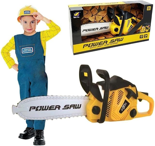 King Sport Toy Chainsaw for Kids, Electric Realistic Children Play Toy with Sound Pretend Play Outdoor Lawn Toy Chain Saw for Toddlers Best Birthday Gifts for Children Battery Operated Yellow