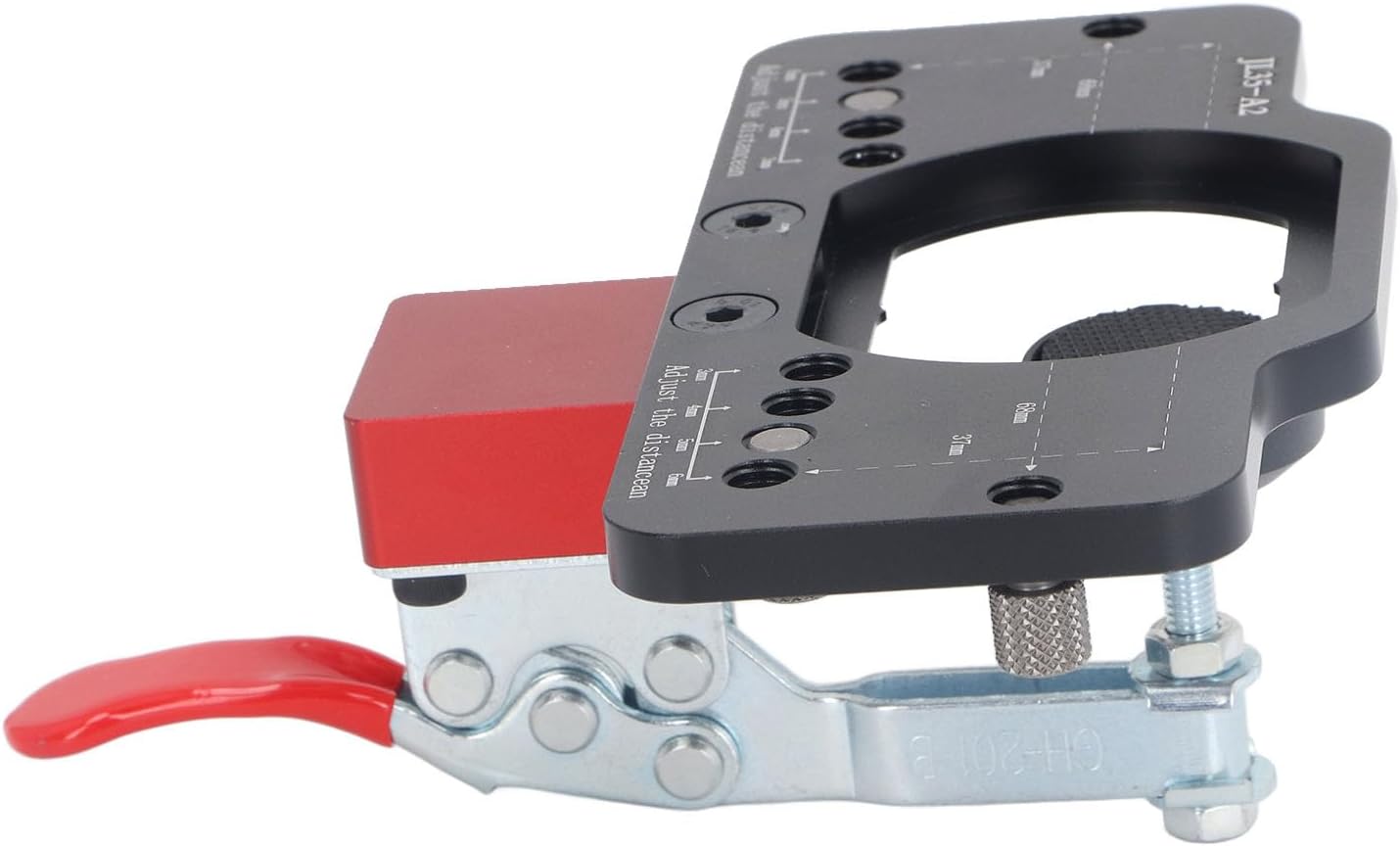 Hinge Drilling Jig Hole Guide Aluminum Alloy 35mm Concealed Door Hinge Jig for Door and Cabinet Installation Professional Woodworking Tool with Adjustable Dial and Portable Design