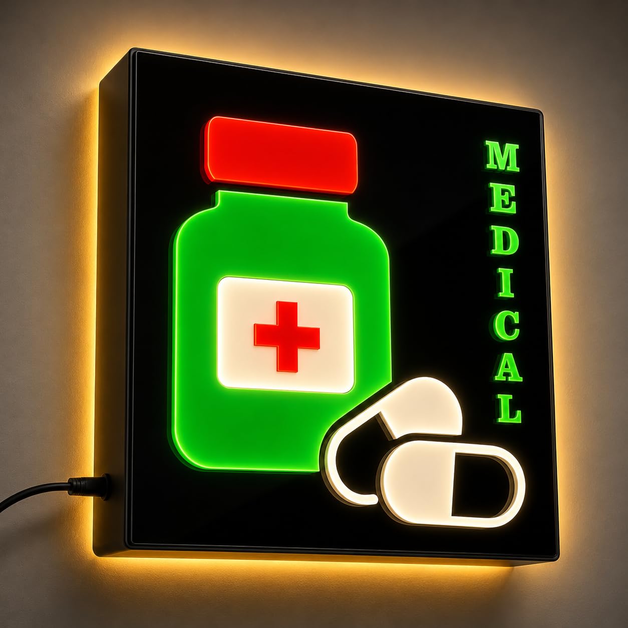 Medical Sign board with LED, Pharmacy logo Board, Plus sign board | Backlit LED Glow, Pharmacy Decor, Green and Red Light, Electric Powered For Medical shop or pharmacy Shop or Clinic-image-30