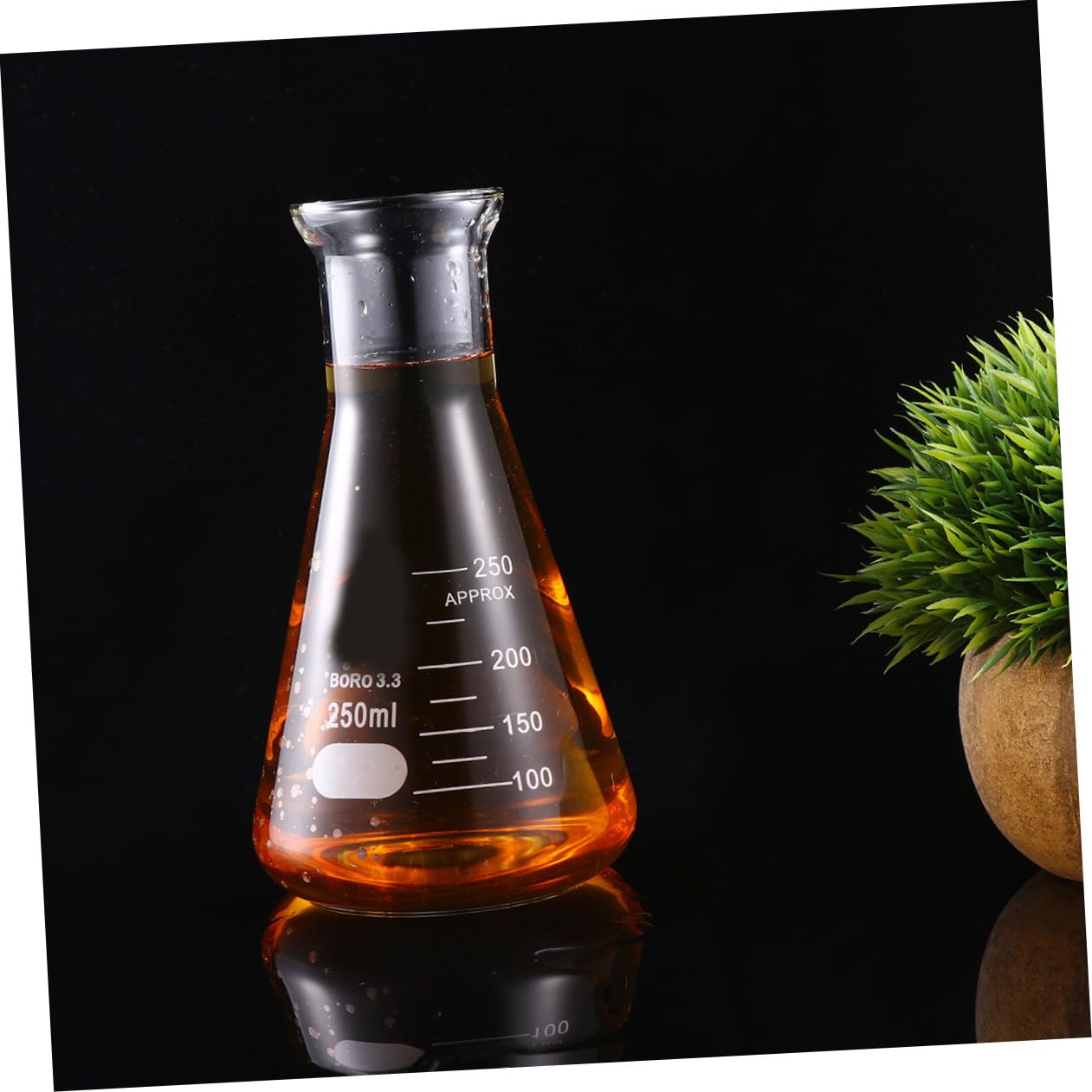 ULTECHNOVO 1 Pc Dosis De Tapa De Hidrofrasco De Boca Ancha Matraces Erlenmeyer Cristalería Matraz Erlenmeyer 250ml Matraz De Vidrio Para Estudiantes Traje Tubo De Ensayo Espesar