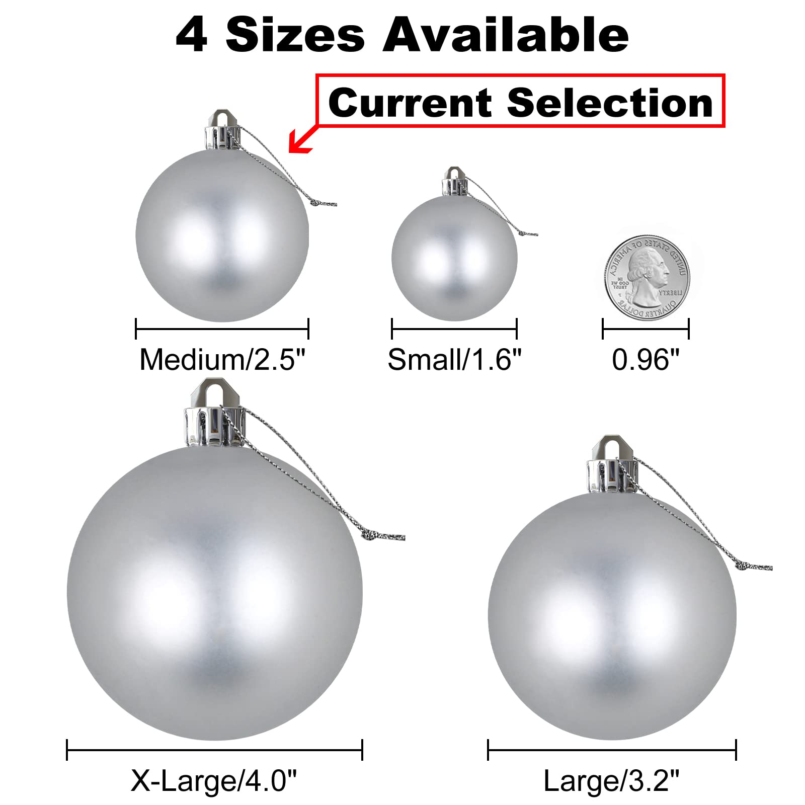 Lot de 36 boules de Noël incassables à suspendre pour anniversaire, Halloween, vacances, mariage Argenté 6,3 cm