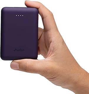 URBN 10000 mAh Li-Polymer Ultra Compact Power Bank | 12W Fast Charge | Dual USB Output | Type C & Micro Input Only | Pocket Size | Made in India (Purple)