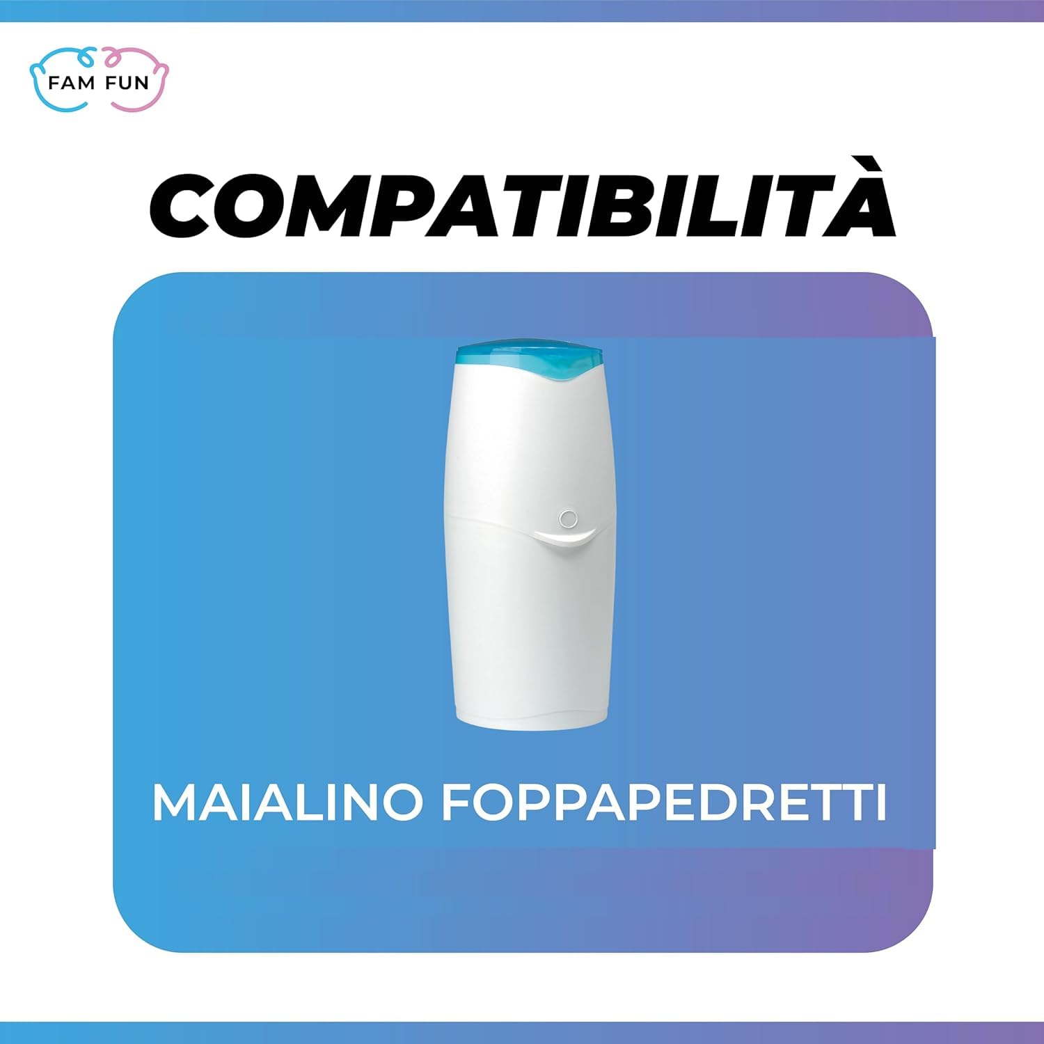 Fam Fun - 5 Ricariche Profumate Compatibili con Mangiapannolini Maialino Foppapedretti Angelcare - Extra Lunghe Contengono più di 1600 Pannolini (Durata Stimata 6 Mesi)