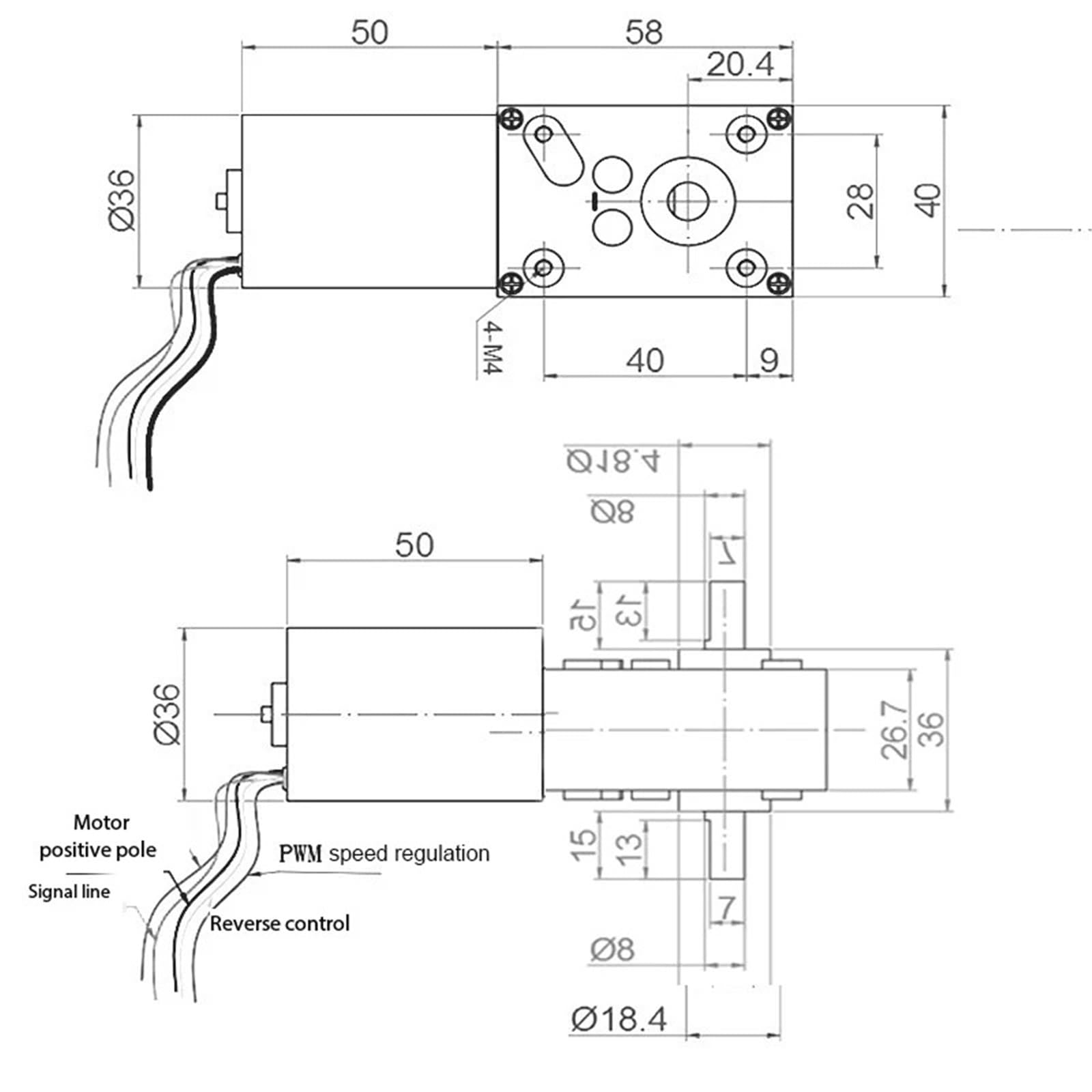 Mikrosilnik ślimakowy DC bezszczotkowy o wysokim momencie obrotowym 12V/24V Kompaktowy reduktor kątowy RC bramy przesuwne A5840-3650(silnik i uchwyt, 80R-24V)