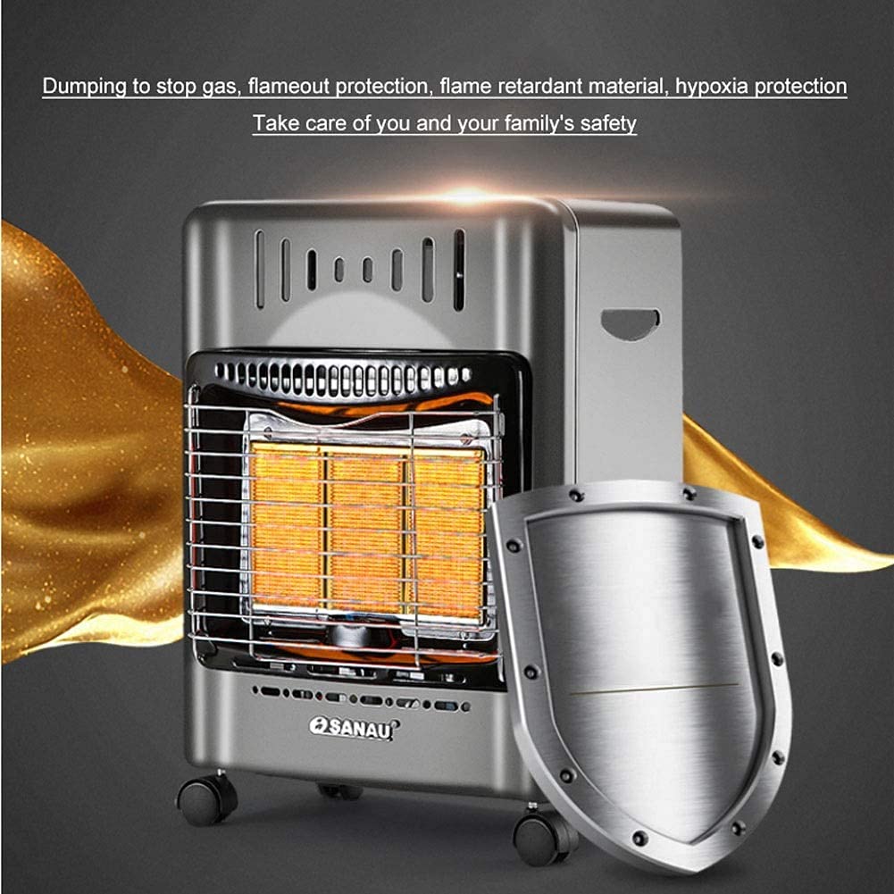 Tragbarer Gasheizer,Schnellheiz-Terrassenheizer,Deluxe-Terrassenheizer mit Kippschutz,Asche-Liquefied-Petroleum (Asche-Liquefied-Petroleum)