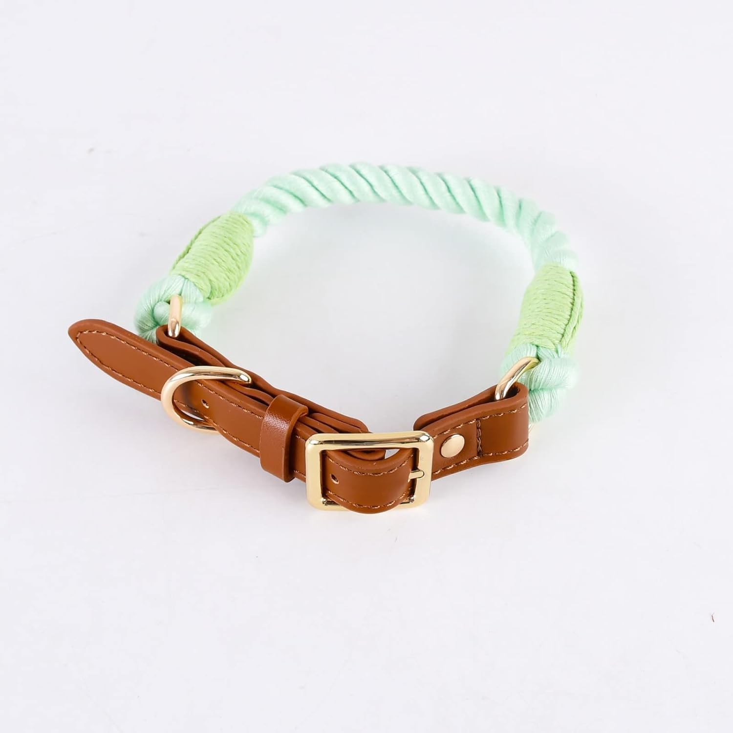 collare per animali domestici, Set di collare e guinzaglio for cani in pelle intrecciata fatti a mano, for personalizzato super morbido con fibbia in metallo(Green,S)