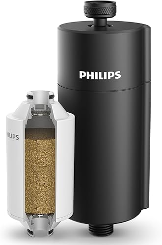 PHILIPS Filtro de ducha AWP1775BK37, suavizador de agua para agua dura, filtración de ducha con doble malla, reduce cloroimpurezassedimentos de