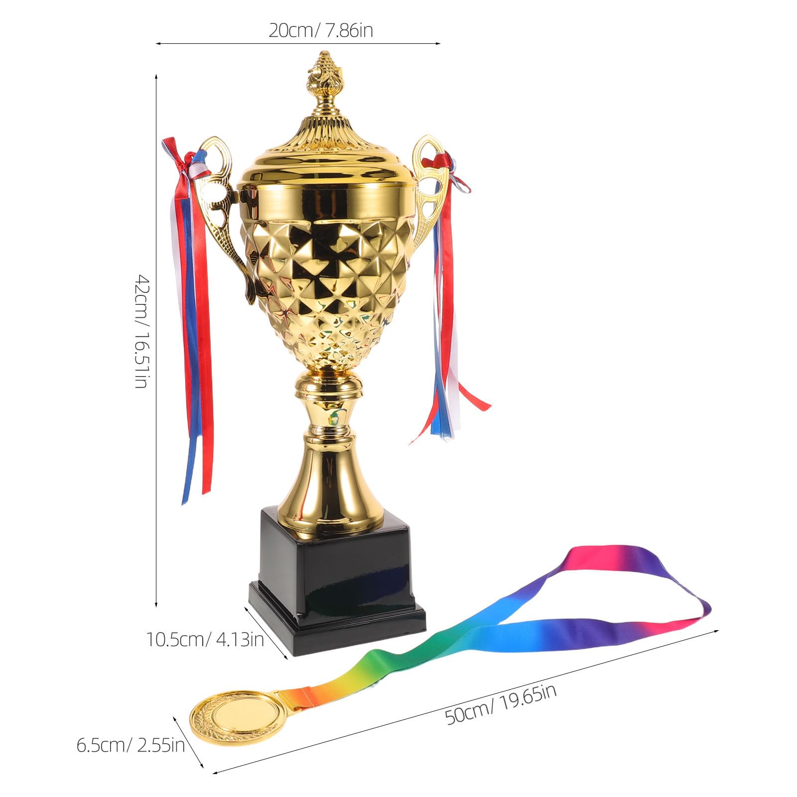 Sporttrophäen Auszeichnungsset aus Metall in Gold mit Elegantem Design und Band für Schulwettbewerbe und Firmen Turniere zur Anerkennung Sportlicher Leistungen