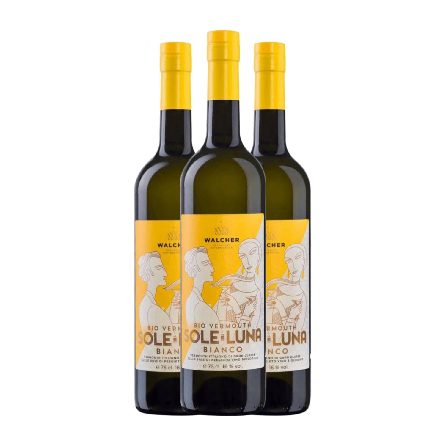 Wermut Alfons Walcher Sole Luna Bianco 75 cl (Karton mit 3 Flaschen von 75 cl)