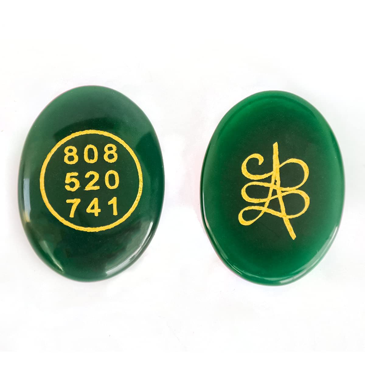 GaiaGems Green Jade Crystal Stone Money Switch Word Zibu Symbol for Prosperity and to Attract Money and Luck Natural Cabochon Oval Shape Gemstone Green Jade Money Coin