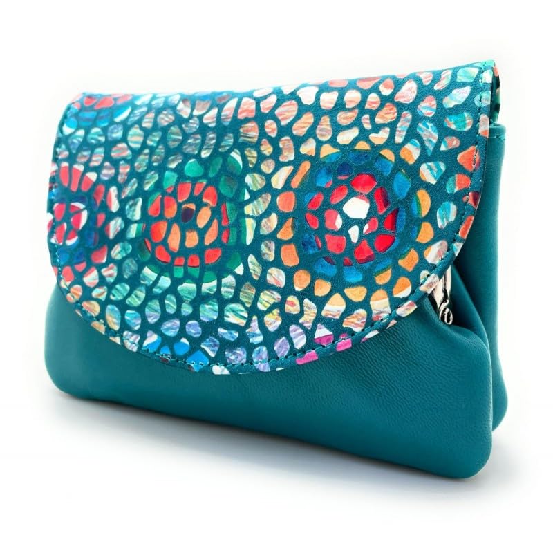 Lugupell Monedero para Mujer, Hecho a Mano en España, Piel de máxima Calidad Muy Suave al Tacto, Pequeño y en Formato Corto, Cartera para Mujer. Gaudi Color Turquesa