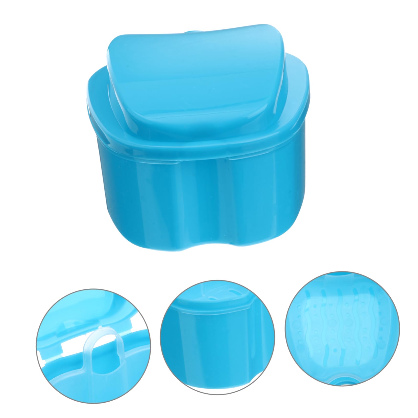 VALICLUD Contenitore per protesi dentarie in PP blu cestello risciacquo e appendibile, design compatto mini, per viaggi e protezione da danni accidentali