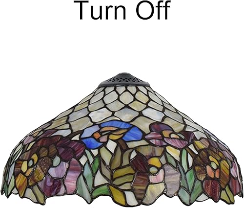 Miniatura 3 de Reemplazo de pantalla de lámpara de 16 pulgadas, solo chimenea de lámpara de vitral Tiffany, diseño de hojas verdes, azul rosa, rojo, para lámpara