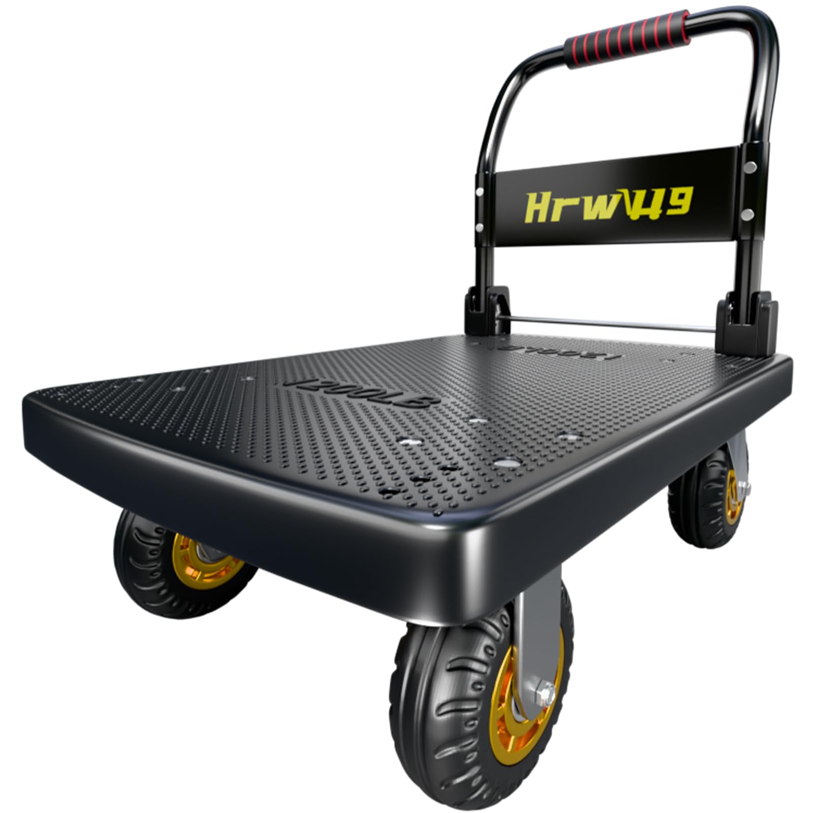 Hand Cart Dolly, Push Cart with 360 Swivel 5'' Wheels, 1200LBS Capacity, Dolly Cart with Wheels Warehouse Cart for Groceries, Garage, Warehouse - Black