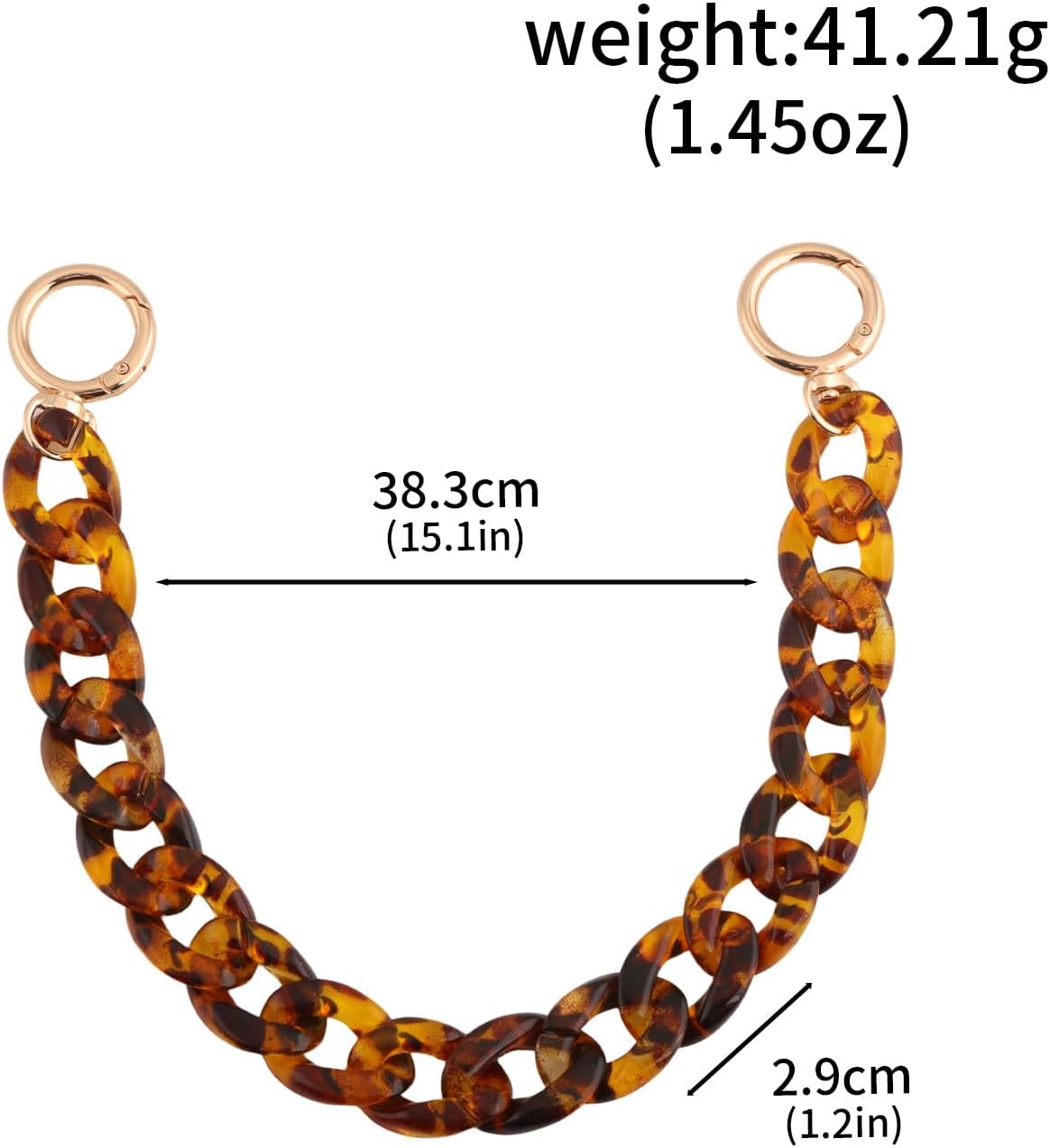 Chunky Tortoiseshell Leopard print Acrylic Bag Chain - Detachable Short Chain Clutch Tote Crossbody - women's Gift