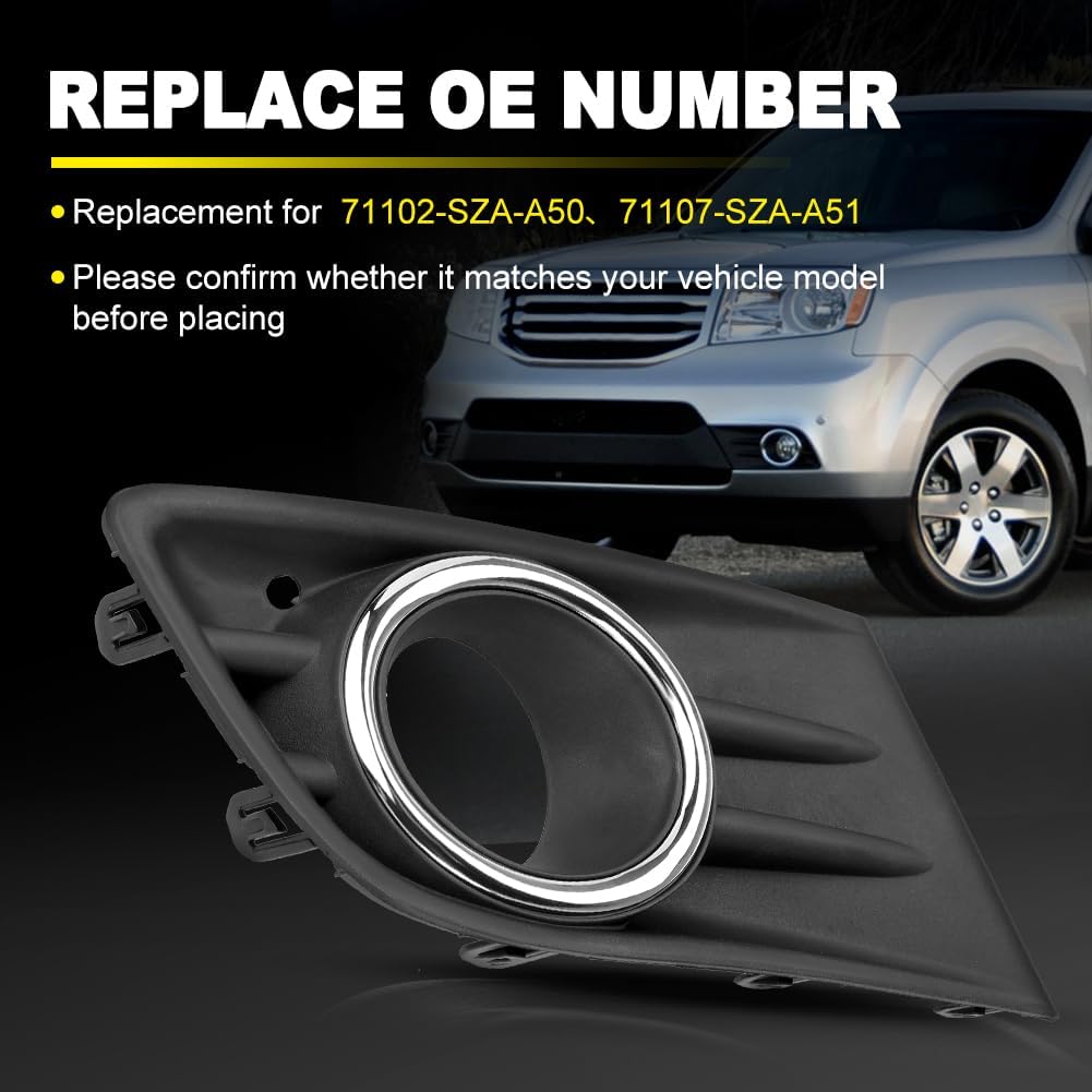JDMON Fog Light Cover Compatible with Honda Pilot 3.5L V6 2012 2013 2014 2015 Replace 71102-SZA-A50 71107-SZA-A51