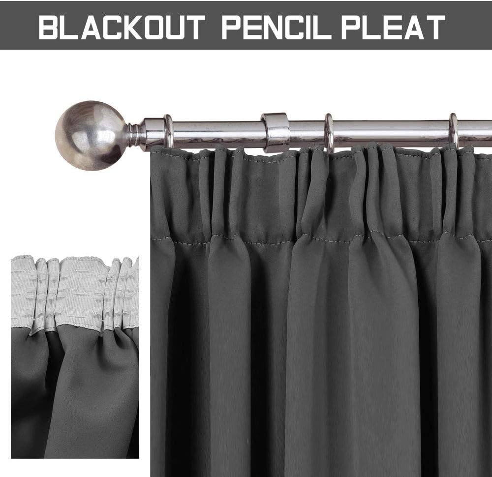 Aspire Homeware Grey Blackout Curtains for Bedroom - Image 4